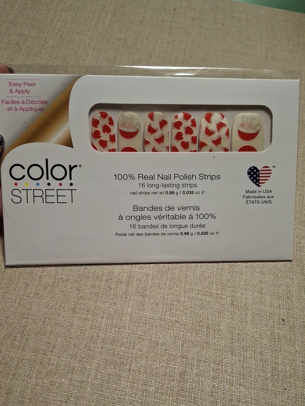 Color Street Santa Red Heart & White Nail Polish Strips